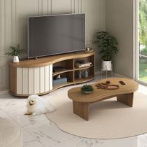 Sala de Estar Completa para TV Até 75 Polegadas Magnum Carvalho/Off White - Pnr Móveis Sala de Estar Completa para TV Até 75 Polegadas Magnum Carvalho/Off White - Pnr Móveis