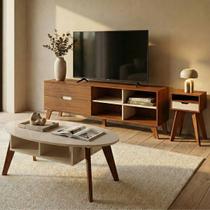 Sala de Estar Verona Rack Tv 75 e 2 Mesas