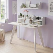 Sala de Estudos Sofia Retrô sem Gavetas em MDF 120cm Branco Dkadidecor Sala de Estudos Sofia Retrô sem Gavetas em MDF 120cm Branco Dkadidecor