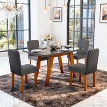 Sala de Jantar 130x90 Mavie Vidro Grafite 4 Cad. Bom Pastor