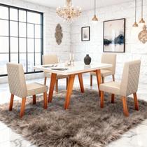 Sala de Jantar 130x90 Mavie Vidro Off 4 Cadeiras Bom Pastor