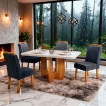 Sala de Jantar 130x90 Roma MDF/Vidro Bom Pastor 4 Cadeiras