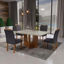 Sala de Jantar 130x90 Roma MDF/Vidro Bom Pastor 4 Cadeiras Sala de Jantar 130x90 Roma MDF/Vidro Bom Pastor 4 Cadeiras