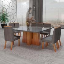 Sala de Jantar 135x135 Magic MDF/Vidro 8 Cadeiras Bom Pastor Sala de Jantar 135x135 Magic MDF/Vidro 8 Cadeiras Bom Pastor