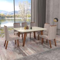 Sala de Jantar 160x80 Alba Amêndoa Bom Pastor 6 Cadeiras Sala de Jantar 160x80 Alba Amêndoa Bom Pastor 6 Cadeiras