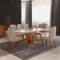 Sala de Jantar 160x80 Aurora MDF/Vidro 6 Cadeiras Bom Pastor