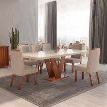 Sala de Jantar 160x80 Aurora MDF/Vidro 6 Cadeiras Bom Pastor Sala de Jantar 160x80 Aurora MDF/Vidro 6 Cadeiras Bom Pastor