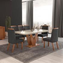 Sala de Jantar 160x80 Aurora MDF/Vidro 6 Cadeiras Bom Pastor