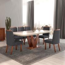 Sala de Jantar 160x80 Aurora MDF/Vidro 6 Cadeiras Bom Pastor Sala de Jantar 160x80 Aurora MDF/Vidro 6 Cadeiras Bom Pastor
