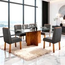 Sala de Jantar 160x80 Stilo Vidro 6 Cadeiras Bom Pastor