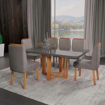 Sala de Jantar 180x90 Gabi MDF/Vidro 6 Cadeiras Bom Pastor