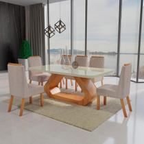 Sala de Jantar 180x90 Lottus MDF/Vidro 6 Cadeiras Bom Pastor