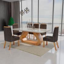 Sala de Jantar 180x90 Lottus MDF/Vidro 6 Cadeiras Bom Pastor