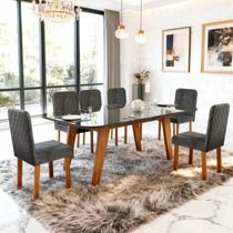 Sala de Jantar 180x90 Mavie MDF/Vidro 6 Cad Ayla Bom Pastor