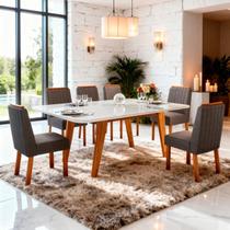 Sala de Jantar 180x90 Mavie MDF/Vidro 6 Cad. Eva Bom Pastor