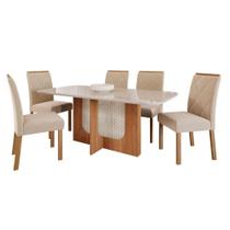 Sala De Jantar 180X90Cm 6 Cadeiras Louise/Fernanda Wood Cimol Cinamomo/Offwhite/Madeira/Nude
