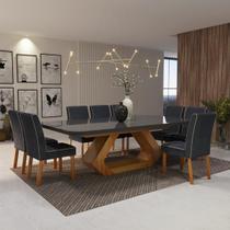 Sala de Jantar 220x110 Lottus MDF/Vidro Grafite 8 Cad Bom Pastor Sala de Jantar 220x110 Lottus MDF/Vidro Grafite 8 Cad Bom Pastor