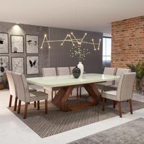 Sala de Jantar 220x110 Lottus MDF/Vidro Off 8 Cadeiras Bom Pastor Sala de Jantar 220x110 Lottus MDF/Vidro Off 8 Cadeiras Bom Pastor