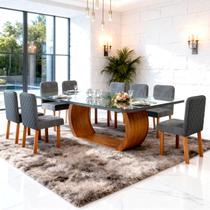 Sala de Jantar 220x110 Stone 8 Cadeiras Ayla Bom Pastor