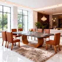 Sala de Jantar 220x110 Stone 8 Cadeiras Yara Bom Pastor