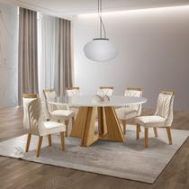 Sala de Jantar 6 Cad c Vidro 1,35m - Rubi Veneza - LJ Móveis Sala de Jantar 6 Cad c Vidro 1,35m - Rubi Veneza - LJ Móveis