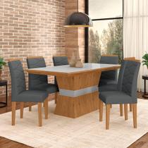 Sala De Jantar 6 Cadeiras Nazca Cinam/off Wh/cinza - Móveis Arapongas