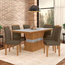 Sala De Jantar 6 Cadeiras Nazca Cinam/off Whi/capuc - Móveis Arapongas