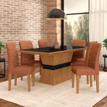 Sala De Jantar 6 Cadeiras Nazca Cinamom/pret/terrac - Móveis Arapongas Sala De Jantar 6 Cadeiras Nazca Cinamom/pret/terrac - Móveis Arapongas