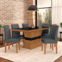 Sala De Jantar 6 Cadeiras Nazca Cinamomo/pret/cinza - Móveis Arapongas