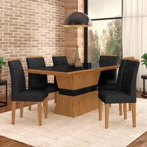Sala De Jantar 6 Cadeiras Nazca Cinamomo/pret/preto - Móveis Arapongas Sala De Jantar 6 Cadeiras Nazca Cinamomo/pret/preto - Móveis Arapongas