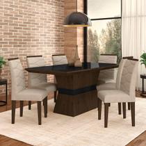 Sala De Jantar 6 Cadeiras Nazca Imbuia/preto/bege - Móveis Arapongas