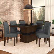 Sala De Jantar 6 Cadeiras Nazca Imbuia/preto/cinza - Móveis Arapongas