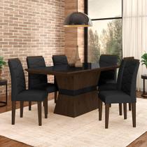 Sala De Jantar 6 Cadeiras Nazca Imbuia/preto/preto - Móveis Arapongas Sala De Jantar 6 Cadeiras Nazca Imbuia/preto/preto - Móveis Arapongas