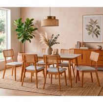 Sala de Jantar 6 Lugares Graziela Mesa e Cadeiras Madeira Maciça Telinha Rattan Móveis Mix Sala de Jantar 6 Lugares Graziela Mesa e Cadeiras Madeira Maciça Telinha Rattan Móveis Mix