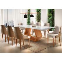 Sala De Jantar 8 Cadeiras Off White/imb./tuirm Caramelo