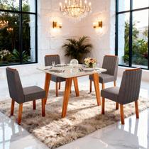 Sala de Jantar 90x90 Mavie MDF/Vidro Off 4 Cad. Bom Pastor