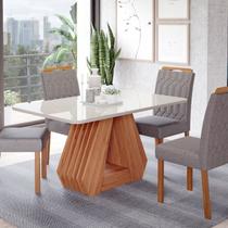 Sala de Jantar Agata 130 cm com 4 Cadeiras Paola Wood Marrom/Off/Mad