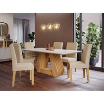 Sala de Jantar Agata 180cm com 6 Cadeiras Maia Nature/Off White/Gengibre