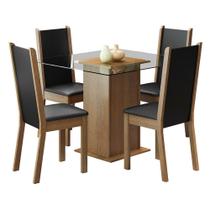 Sala de Jantar Aline Mesa Tampo de Vidro com 4 Cadeiras Sala de Jantar Aline Mesa Tampo de Vidro com 4 Cadeiras