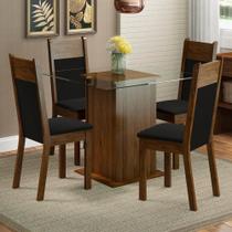 Sala de Jantar Anita Mesa Tampo de Vidro 4 Cadeiras Madesa Sala de Jantar Anita Mesa Tampo de Vidro 4 Cadeiras Madesa