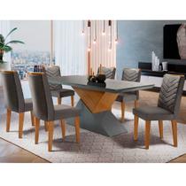 sala de jantar Aster 180 Tampo em MDF Canto Reto com 6 Cadeiras Liz Moderna sala de jantar Aster 180 Tampo em MDF Canto Reto com 6 Cadeiras Liz Moderna