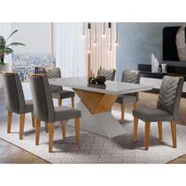 Sala de jantar Aster 180 Tampo em MDF e Vidro com 6 Cadeiras Liz Moderna