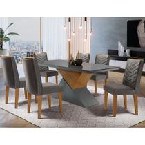 Sala de jantar Aster 180 Tampo em MDF e Vidro com 6 Cadeiras Liz Moderna - Moderna Mobília