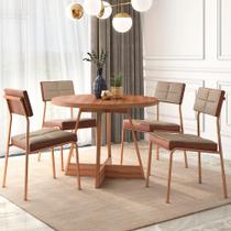 Sala de Jantar Carraro Mesa Átria Redonda 4 Cadeiras Neo