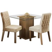 Sala de Jantar Cassia Mesa Tampo de Vidro 2 Cadeiras Madesa Sala de Jantar Cassia Mesa Tampo de Vidro 2 Cadeiras Madesa