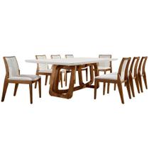 Sala de Jantar Charlote 8 Cadeiras off white/imbuia/perola