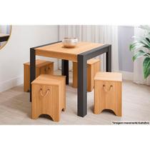 Sala de Jantar Cimol Grace 90+4 Bancos Kim Nature/Cinza