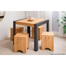 Sala de Jantar Cimol Grace 90+4 Bancos Kim Nature/Cinza