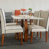 Sala de Jantar com 4 Cadeiras Madeira Maciça 1,60x0,80m - Pedro - Art Salas