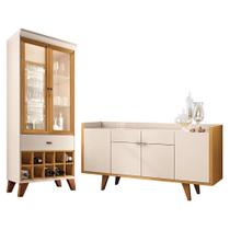 Sala de Jantar com Cristaleira Ópera e Buffet Aparador Melodia - HB Móveis